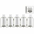 Urban Trends Collection Metal Hinged Bud Vase Holder with 5 Glass Bottle Vases, Anitque Finish - Gray 59213
